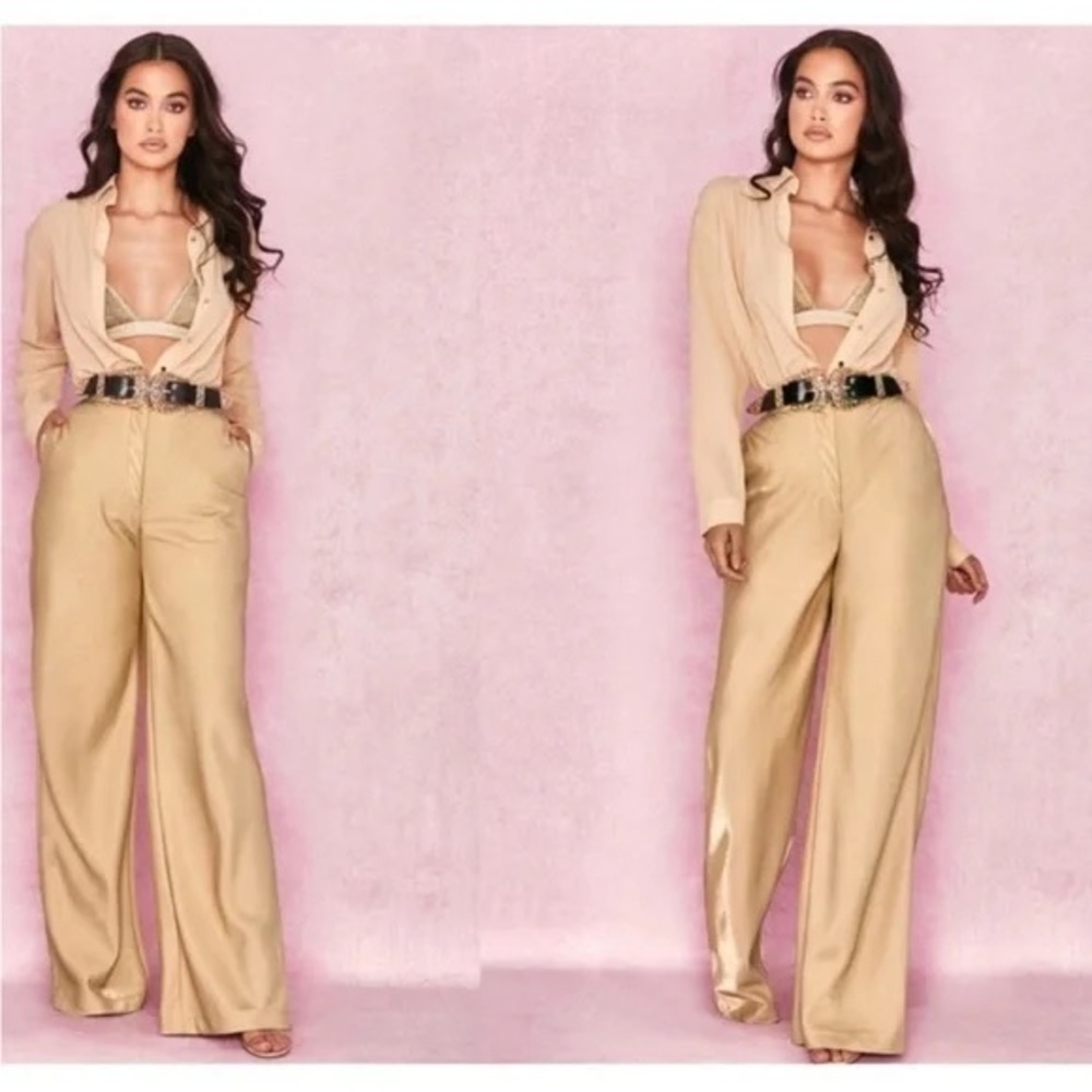 House of CB gold wide leg trousers